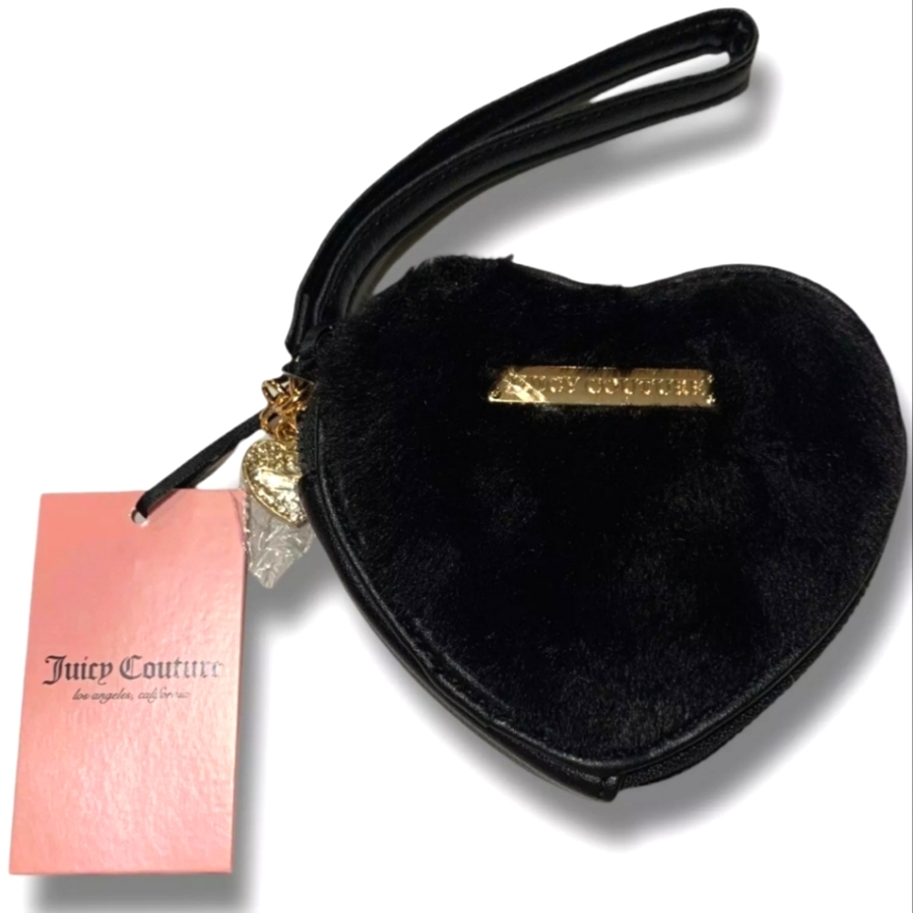 NWT Juicy Couture Black Faux Fur Wristlet - Picture 1 of 3